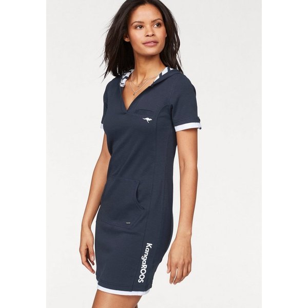 KangaROOS Sweatkleid in Longform, aus Baumwoll-Sweatqualität, mit Kängurutasche