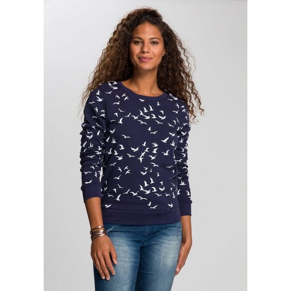 KangaROOS Sweatshirt Langarm, figurumspielender Schnitt, bedruckt, Rundhalsausschnitt