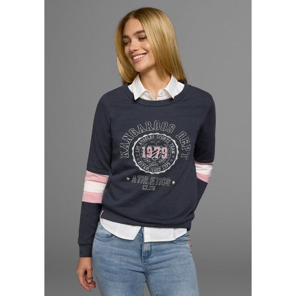 KangaROOS Sweatshirt Langarm, figurumschmeichelnde Passform, bedruckte Optik