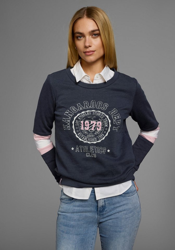 KangaROOS Sweatshirt Langarm, figurumschmeichelnde Passform, bedruckte Optik – Bild 2 von 5