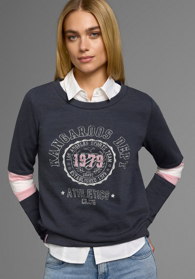 KangaROOS Sweatshirt Langarm, figurumschmeichelnde Passform, bedruckte Optik – Bild 3 von 5