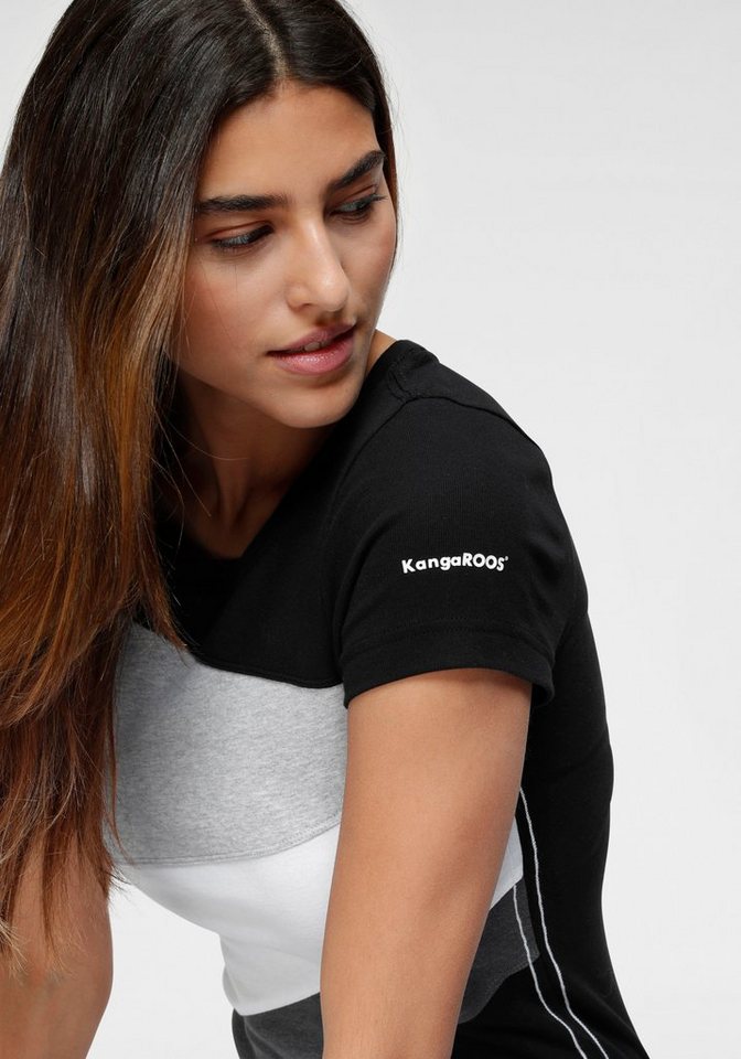 KangaROOS T-Shirt Kurzarm, sehr figurbetont, Colourblocking-Optik – Bild 3 von 5