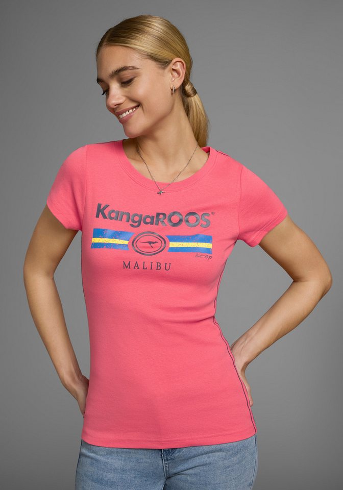 KangaROOS T-Shirt Kurzarm, unifarben und bedruckt, Rundhalsausschnitt – Bild 4 von 5