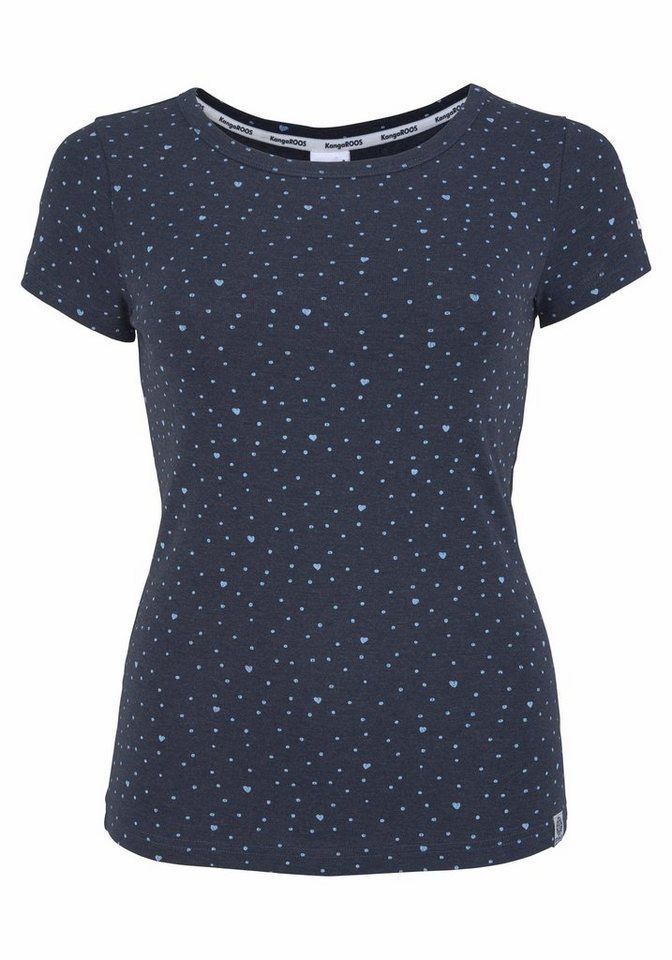KangaROOS T-Shirt Kurzarm, elastische Rippware, mit Herz-Muster, Rundhalsausschnitt – Bild 5 von 5