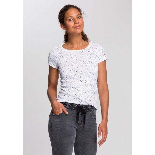 KangaROOS T-Shirt Kurzarm, elastische Rippware, mit Herz-Muster, Rundhalsausschnitt