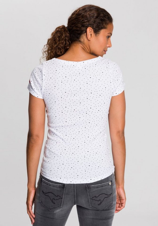 KangaROOS T-Shirt Kurzarm, elastische Rippware, mit Herz-Muster, Rundhalsausschnitt – Bild 2 von 5