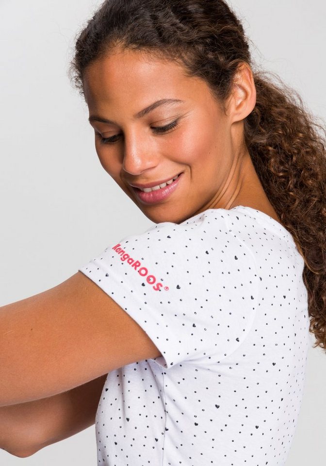 KangaROOS T-Shirt Kurzarm, elastische Rippware, mit Herz-Muster, Rundhalsausschnitt – Bild 3 von 5
