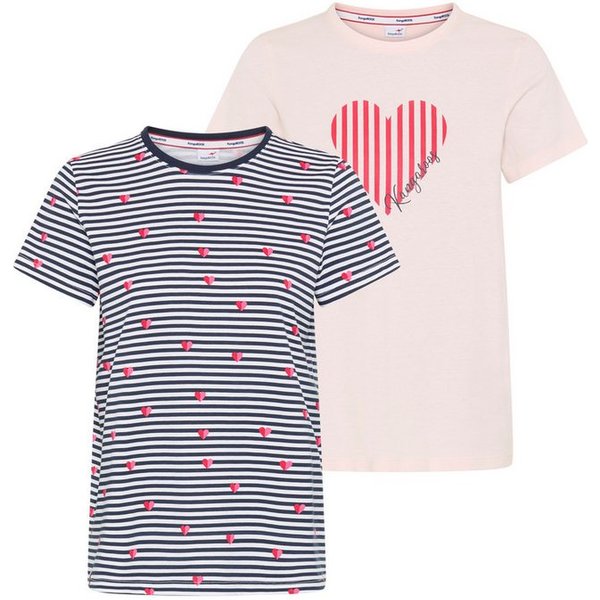 KangaROOS T-Shirt (Packung, 2-tlg) Kurzarm, Rundhalsausschnitt, mit Herzchendruck