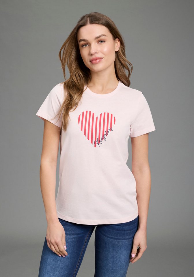 KangaROOS T-Shirt (Packung, 2-tlg) Kurzarm, Rundhalsausschnitt, mit Herzchendruck – Bild 2 von 5