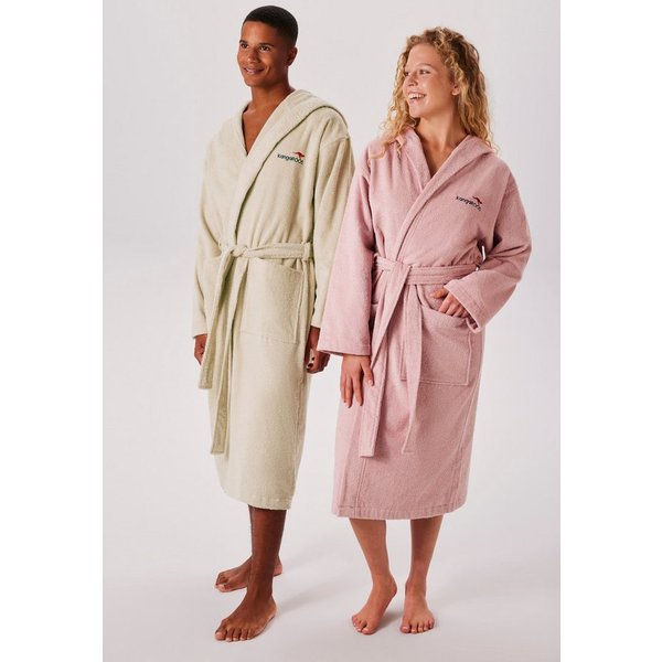 KangaROOS Unisex-Bademantel Cassidy, für Damen & Herren, Standardlänge & Überlänge, Langform, Walkfrottee, Kapuze, Gürtel, mit Taschen, Männer und Frauen, Baumw
