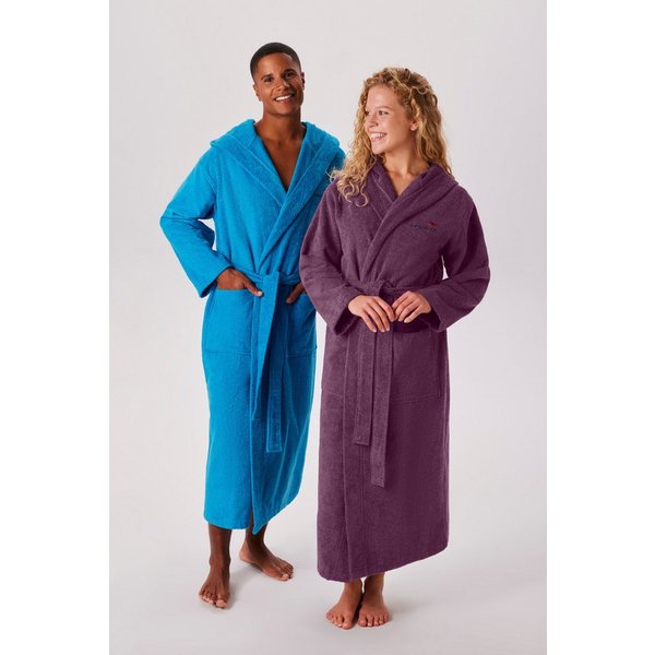 KangaROOS Unisex-Bademantel Cassidy, für Damen & Herren, Standardlänge & Überlänge, Langform, Walkfrottee, Kapuze, Gürtel, mit Taschen, Männer und Frauen, Baumw