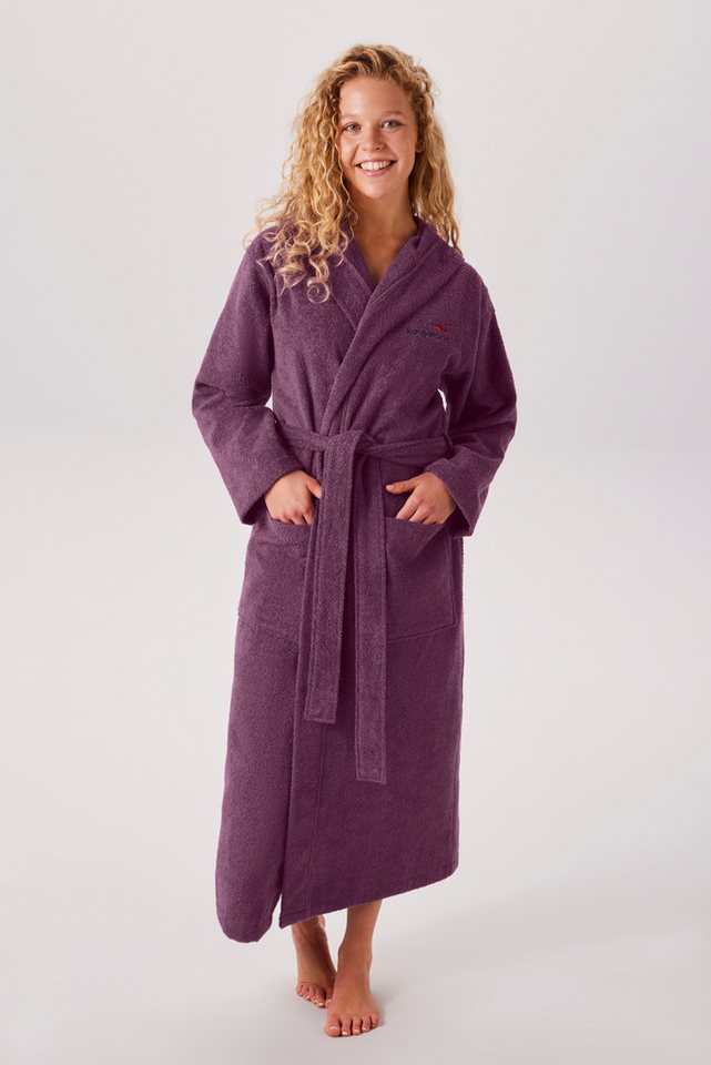 KangaROOS Unisex-Bademantel Cassidy, für Damen & Herren, Standardlänge & Überlänge, Langform, Walkfrottee, Kapuze, Gürtel, mit Taschen, Männer und Frauen, Baumw – Bild 3 von 5