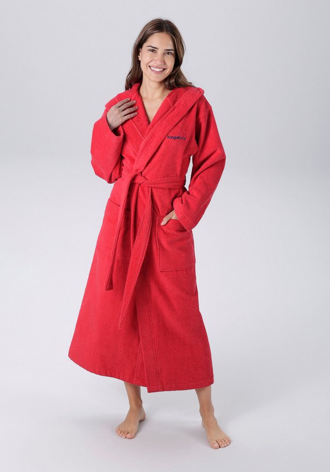 KangaROOS Unisex-Bademantel Cassidy, für Damen & Herren, Standardlänge & Überlänge, Langform, Walkfrottee, Kapuze, Gürtel, mit Taschen, Männer und Frauen, Baumw – Bild 3 von 5