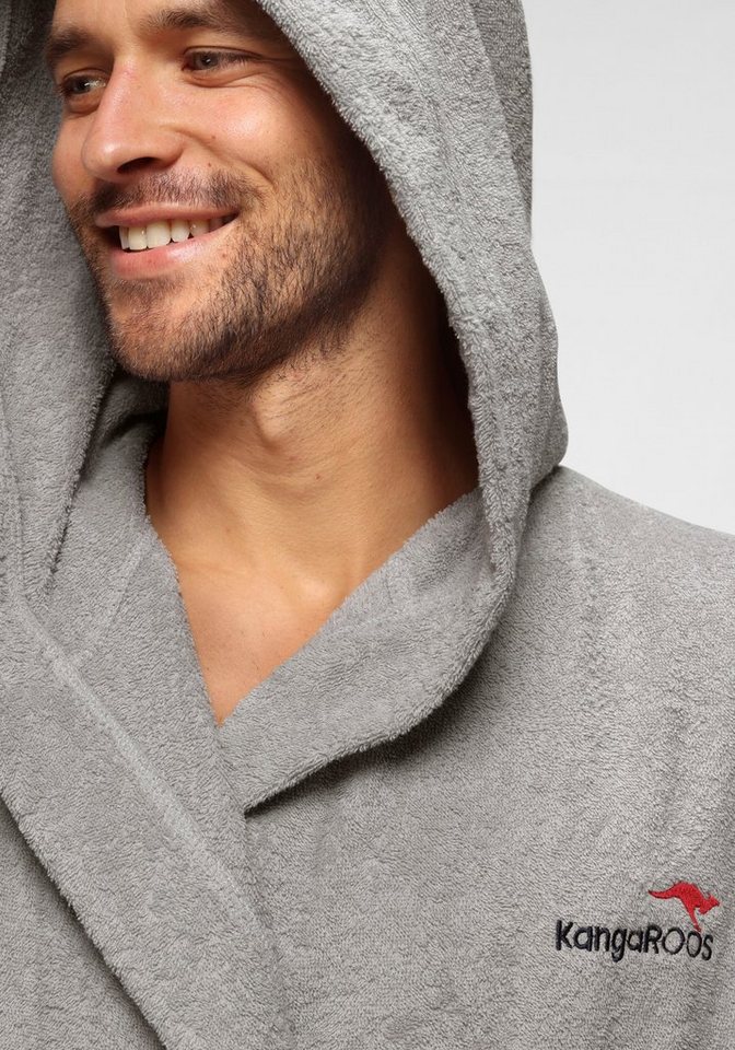 KangaROOS Unisex-Bademantel Cassidy, für Damen & Herren, Standardlänge & Überlänge, Langform, Walkfrottee, Kapuze, Gürtel, mit Taschen, Männer und Frauen, Baumw – Bild 5 von 5