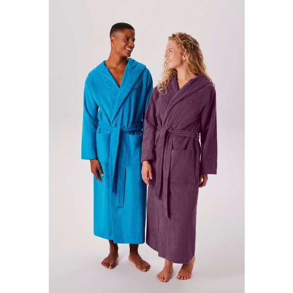 KangaROOS Unisex-Bademantel Cassidy, für Damen & Herren, Standardlänge & Überlänge, Langform, Walkfrottee, Kapuze, Gürtel, mit Taschen, Männer und Frauen, Baumw