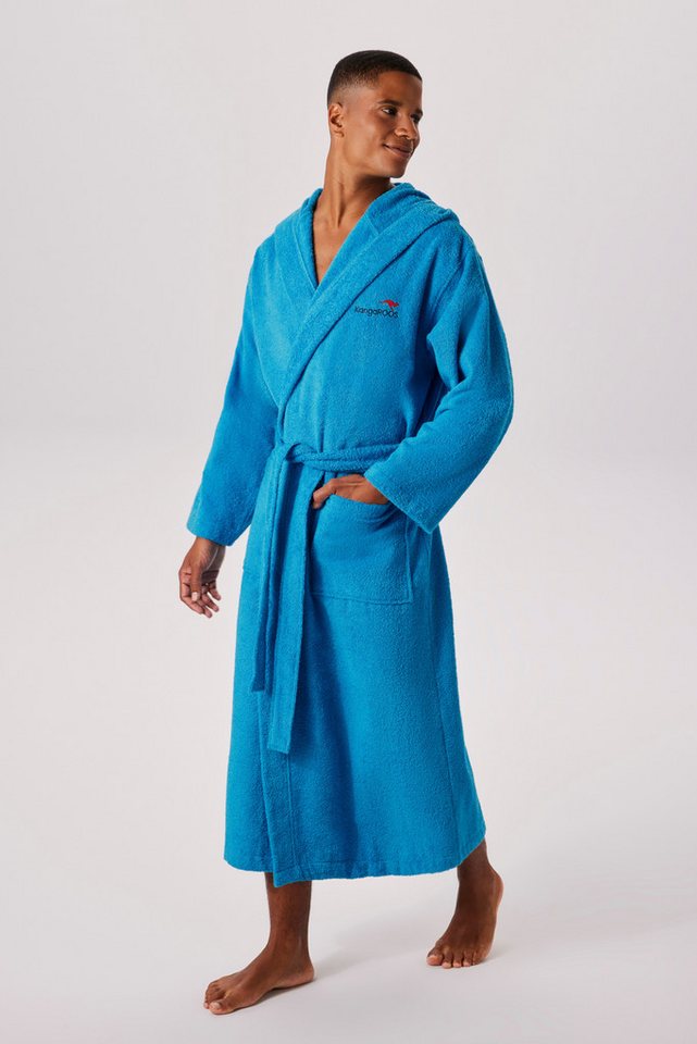 KangaROOS Unisex-Bademantel Cassidy, für Damen & Herren, Standardlänge & Überlänge, Langform, Walkfrottee, Kapuze, Gürtel, mit Taschen, Männer und Frauen, Baumw – Bild 3 von 5