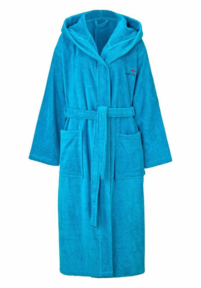 KangaROOS Unisex-Bademantel Cassidy, für Damen & Herren, Standardlänge & Überlänge, Langform, Walkfrottee, Kapuze, Gürtel, mit Taschen, Männer und Frauen, Baumw – Bild 2 von 5