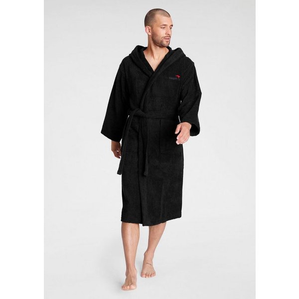 KangaROOS Unisex-Bademantel Cassidy, für Damen & Herren, Standardlänge & Überlänge, Langform, Walkfrottee, Kapuze, Gürtel, mit Taschen, Männer und Frauen, Baumw
