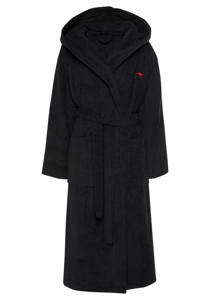 KangaROOS Unisex-Bademantel Cassidy, für Damen & Herren, Standardlänge & Überlänge, Langform, Walkfrottee, Kapuze, Gürtel, mit Taschen, Männer und Frauen, Baumw – Bild 2 von 5