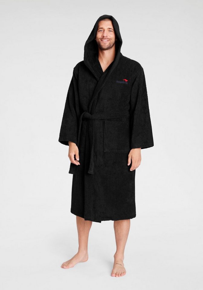 KangaROOS Unisex-Bademantel Cassidy, für Damen & Herren, Standardlänge & Überlänge, Langform, Walkfrottee, Kapuze, Gürtel, mit Taschen, Männer und Frauen, Baumw – Bild 4 von 5
