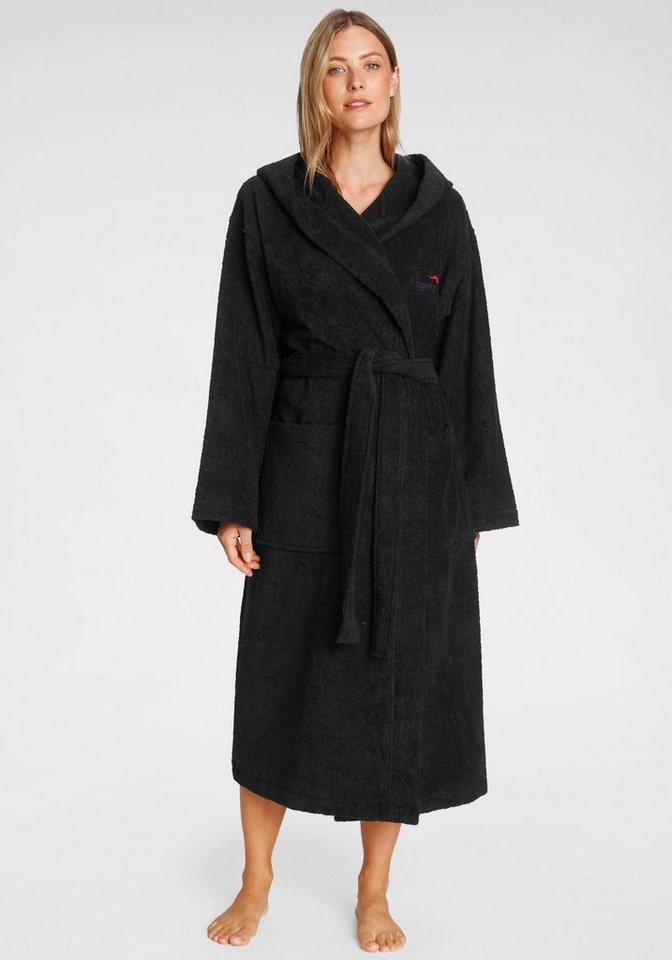 KangaROOS Unisex-Bademantel Cassidy, für Damen & Herren, Standardlänge & Überlänge, Langform, Walkfrottee, Kapuze, Gürtel, mit Taschen, Männer und Frauen, Baumw – Bild 5 von 5
