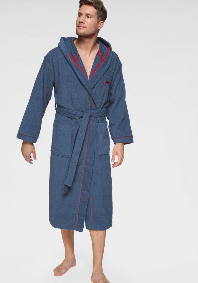 KangaROOS Unisex-Bademantel Luke, ideal für Sauna & Spa, Hotelbademantel, Morgenmantel, Langform, Walkfrottee, Kapuze, Gürtel, für Damen & Herren, Bademantel mi – Bild 3 von 5