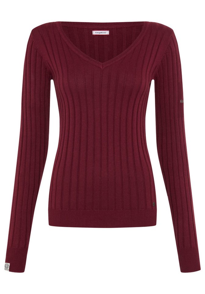 KangaROOS V-Ausschnitt-Pullover hüftlange Schnittform, mit Rippstrick, figurbetonte Passform – Bild 5 von 5