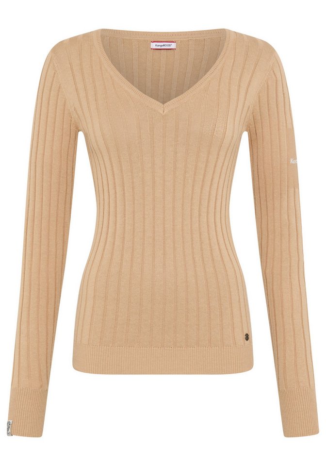 KangaROOS V-Ausschnitt-Pullover hüftlange Schnittform, mit Rippstrick, figurbetonte Passform – Bild 5 von 5