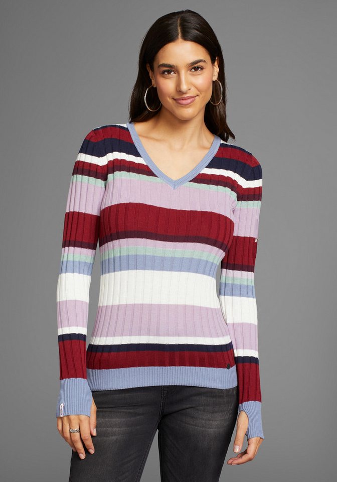 KangaROOS V-Ausschnitt-Pullover mit modernen Streifen – Bild 4 von 5