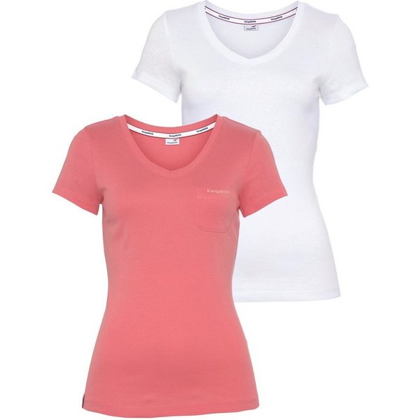 KangaROOS V-Shirt (Spar-Set, 2er-Pack) Kurzarm, figurbetonter Schnitt, aus Baumwolle, im 2er-Pack