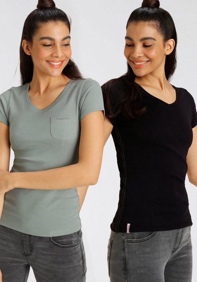 KangaROOS V-Shirt (Spar-Set, 2er-Pack) Kurzarm, figurbetonter Schnitt, aus Baumwolle, im 2er-Pack – Bild 2 von 5