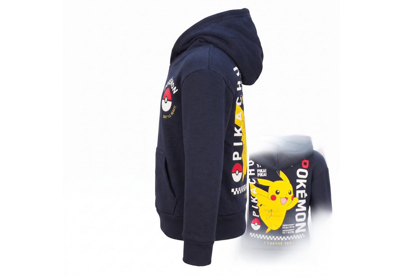 POKÉMON Kapuzenpullover Pokemon Pikachu Kinder Jungen Hoodie Pulli Gr. 98 bis 128 – Bild 3 von 5