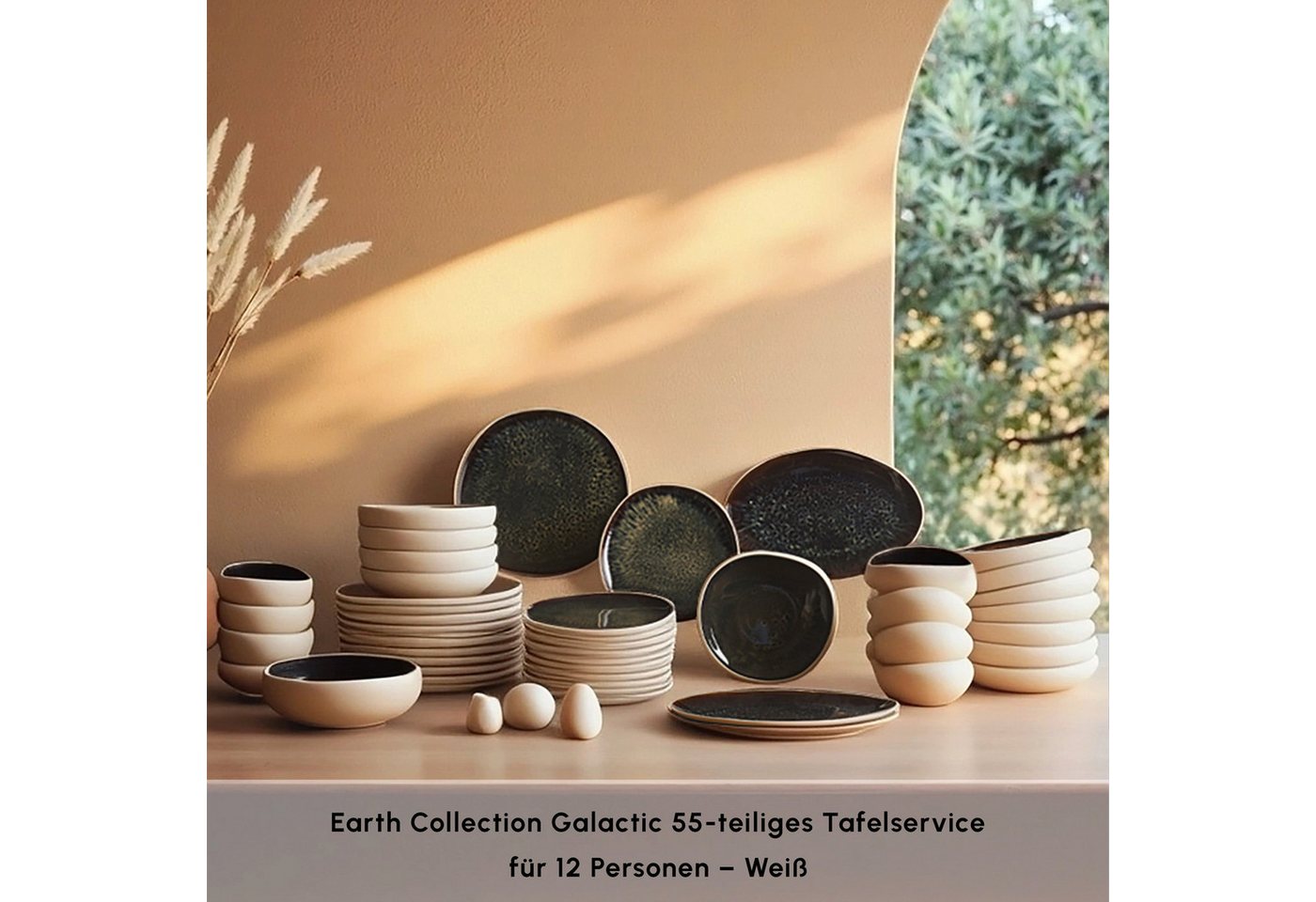 Karaca Geschirr-Set Earth Collection Galactic 55-teiliges Geschirrset für 12 Person, 12 Personen, Steinzeug – Bild 3 von 5