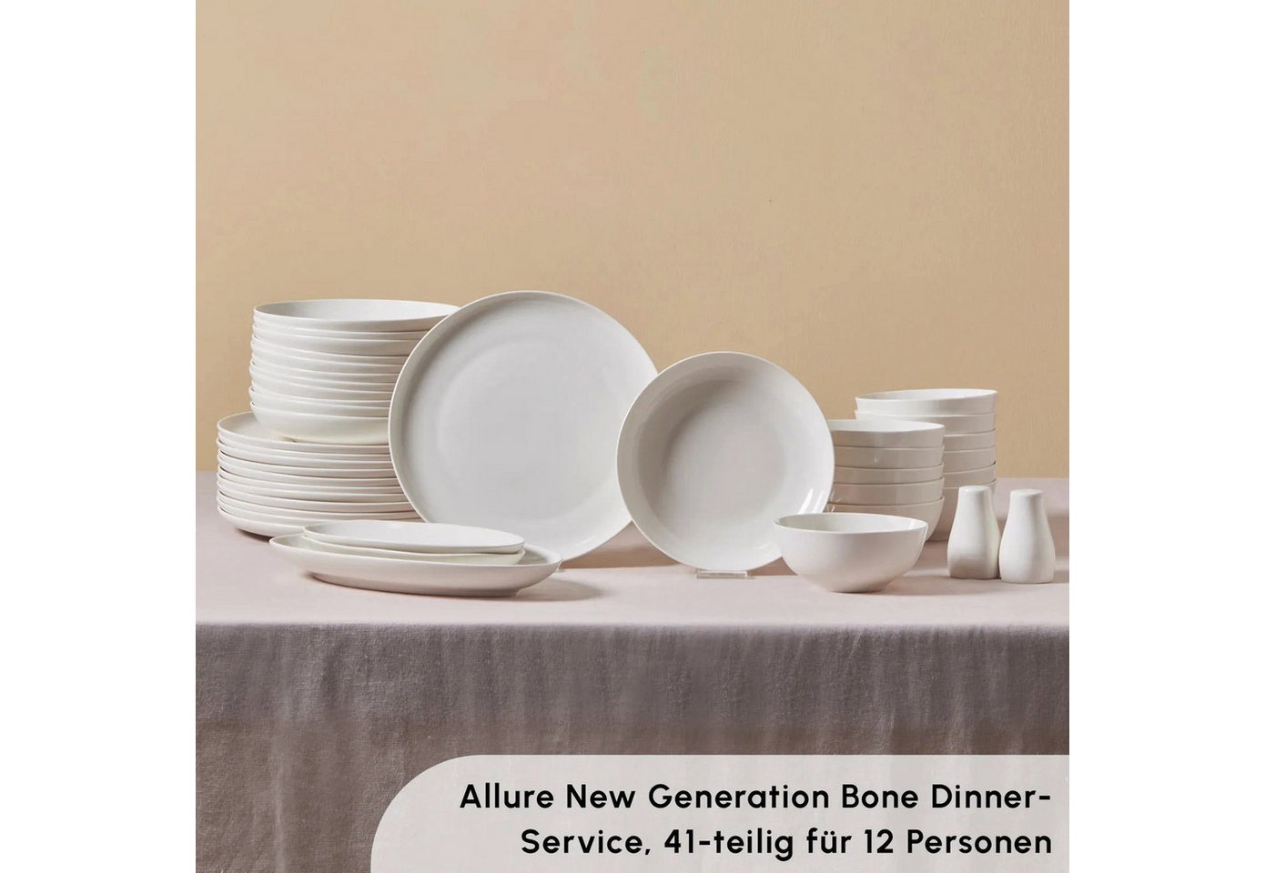 Karaca Geschirr-Set Forever Bone Allure 41-Teiliges Geschirrset für 12 Personen (41-tlg), 12 Personen, KNOCHENPORZELLAN – Bild 3 von 5