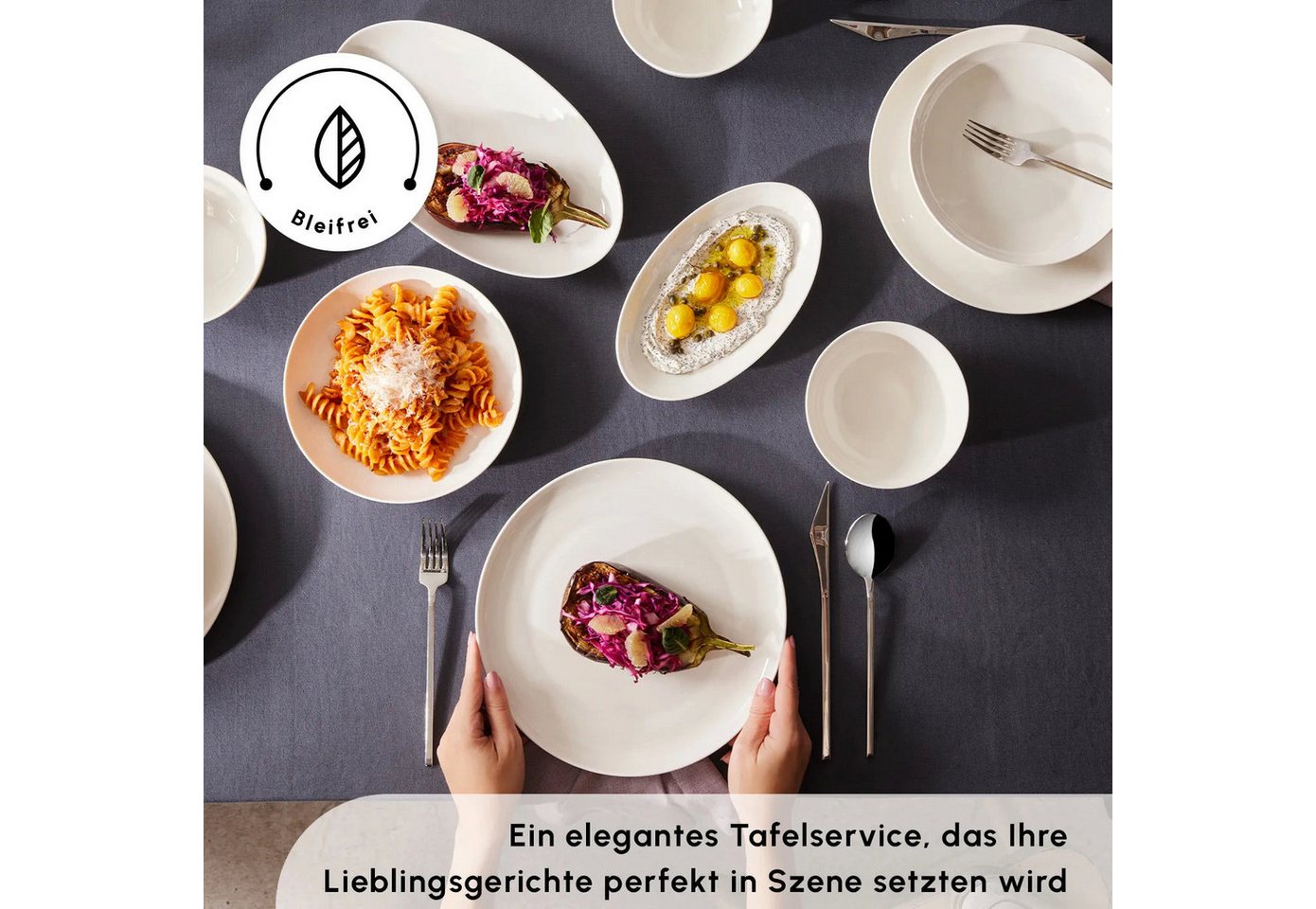 Karaca Geschirr-Set Forever Bone Allure 41-Teiliges Geschirrset für 12 Personen (41-tlg), 12 Personen, KNOCHENPORZELLAN – Bild 4 von 5