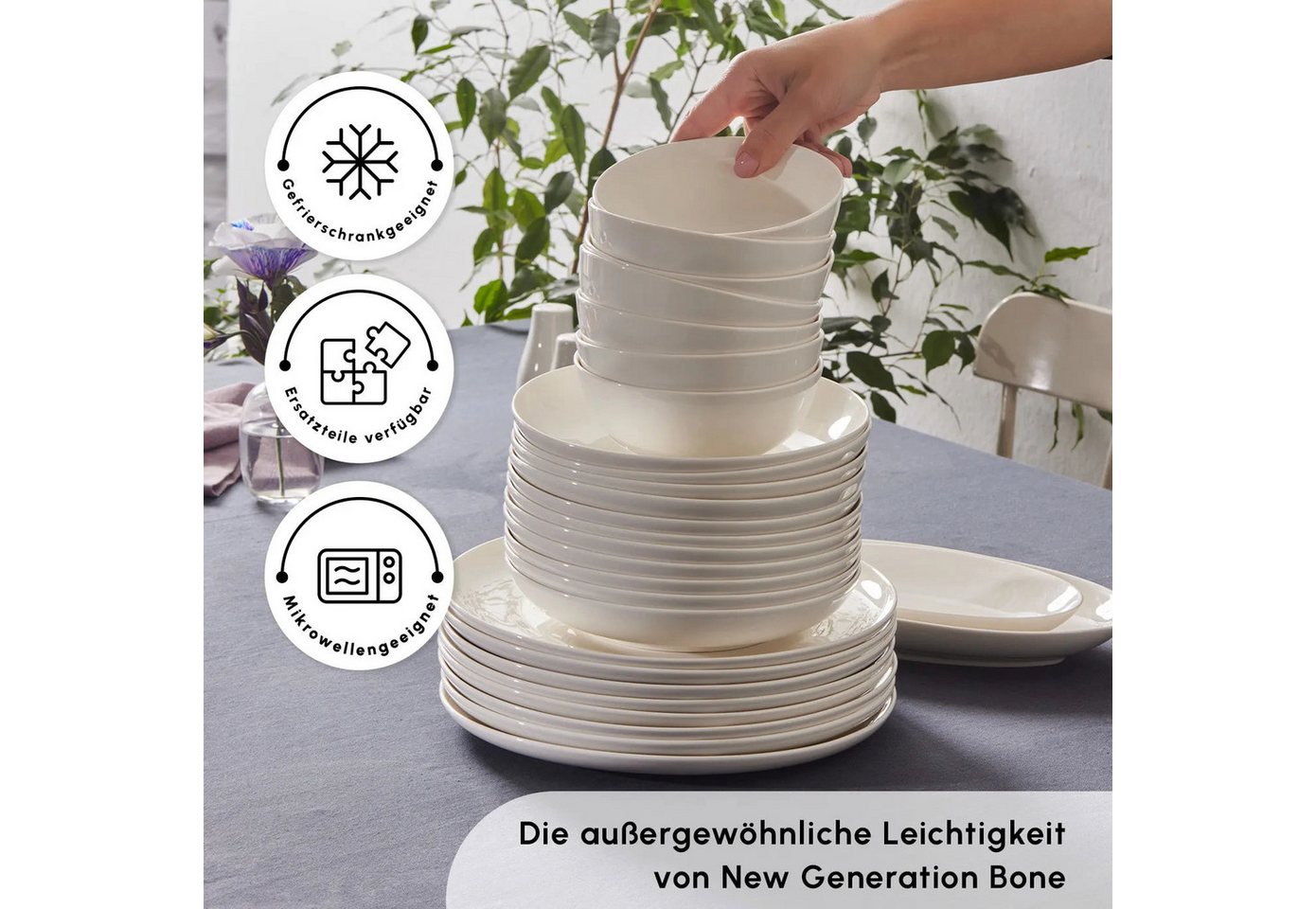 Karaca Geschirr-Set Forever Bone Allure 41-Teiliges Geschirrset für 12 Personen (41-tlg), 12 Personen, KNOCHENPORZELLAN – Bild 5 von 5