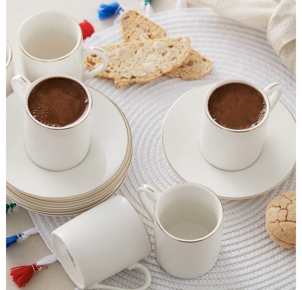 Karaca Kaffeeservice Elda 80 ml Kaffeetasse mit Untertasse Set für 6 Personen - Weiß, 6 Personen – Bild 2 von 5