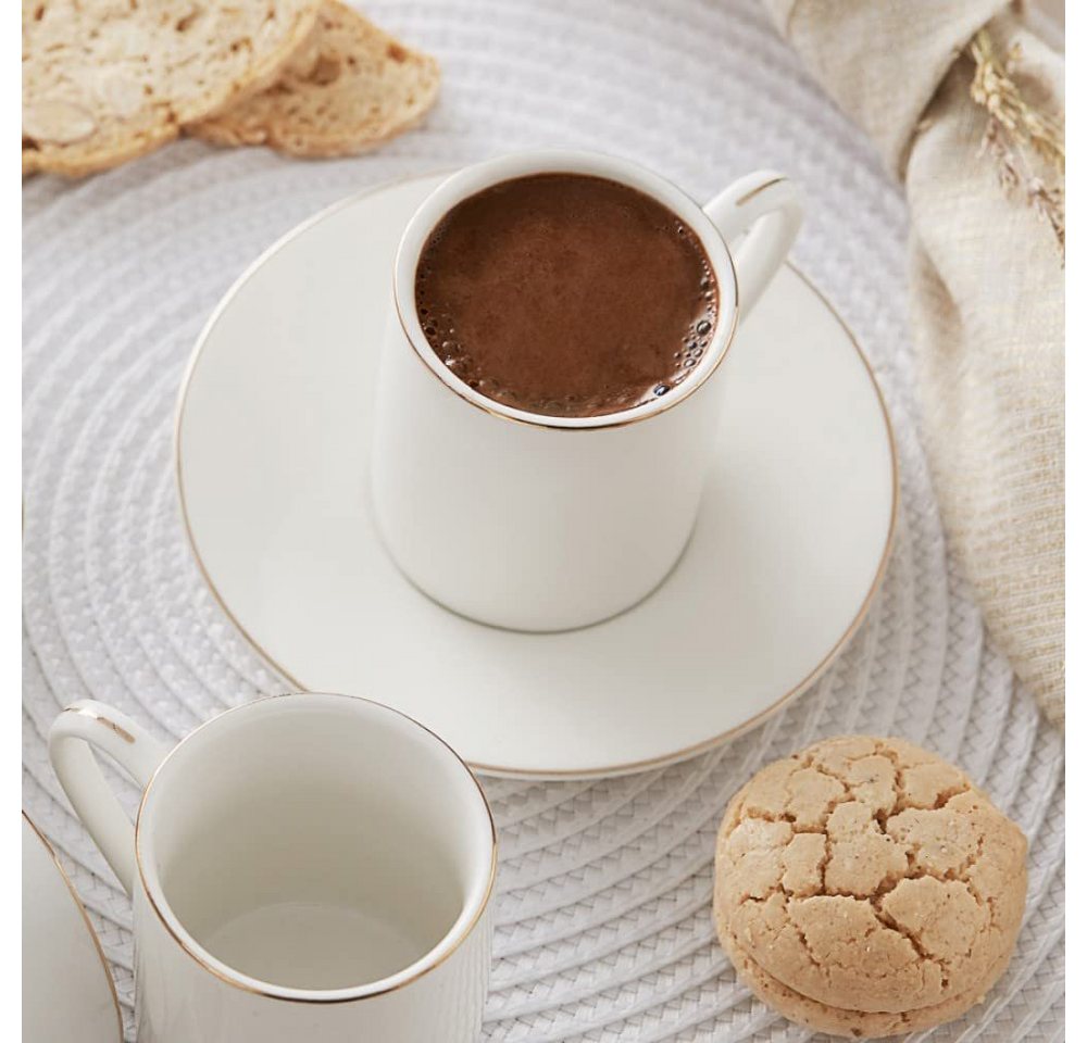 Karaca Kaffeeservice Elda 80 ml Kaffeetasse mit Untertasse Set für 6 Personen - Weiß, 6 Personen – Bild 3 von 5