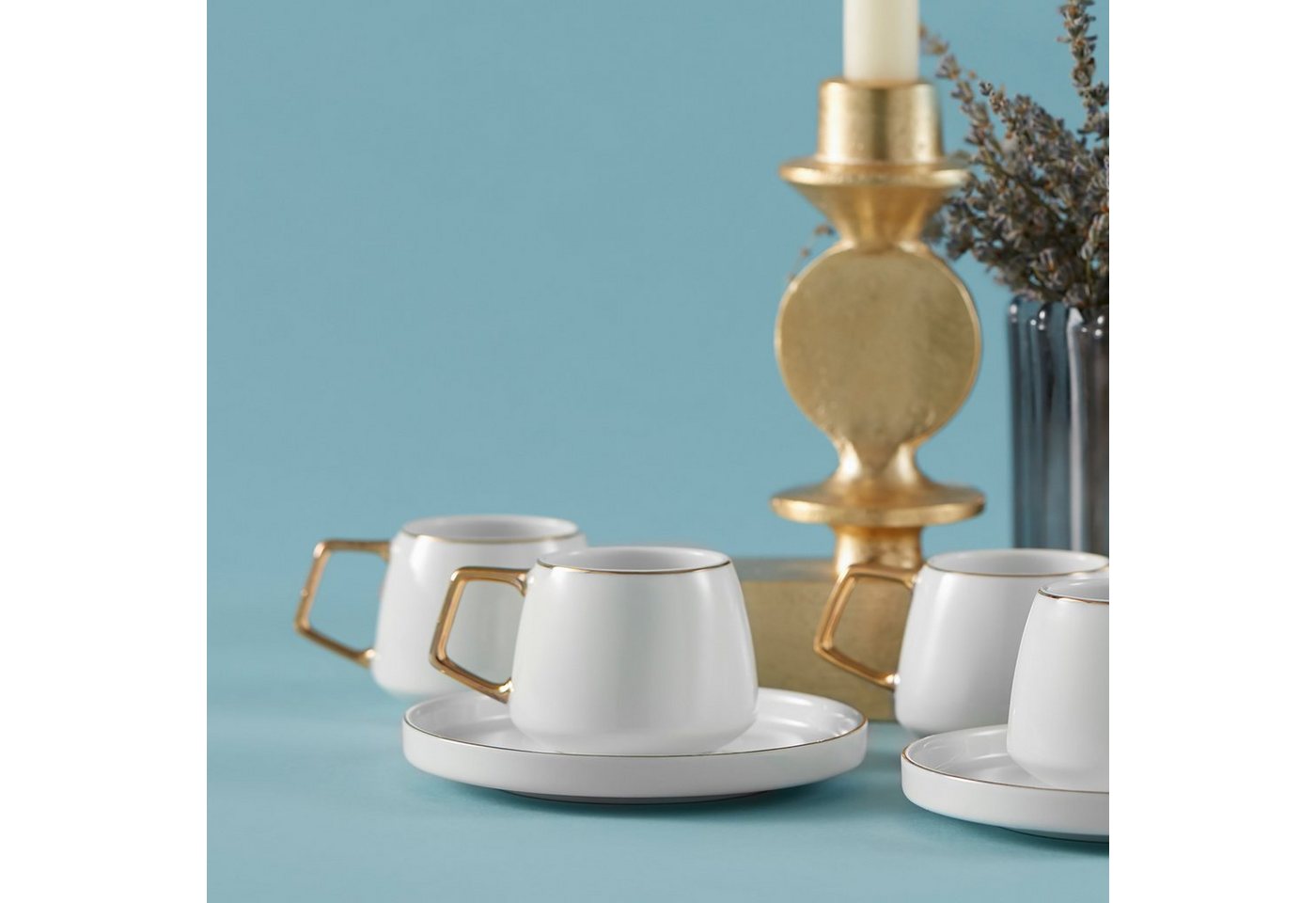 Karaca Kaffeeservice Saturn Türkische Kaffeetasse mit Untertasse Set 6 Personen Gold, 6 Personen – Bild 2 von 5