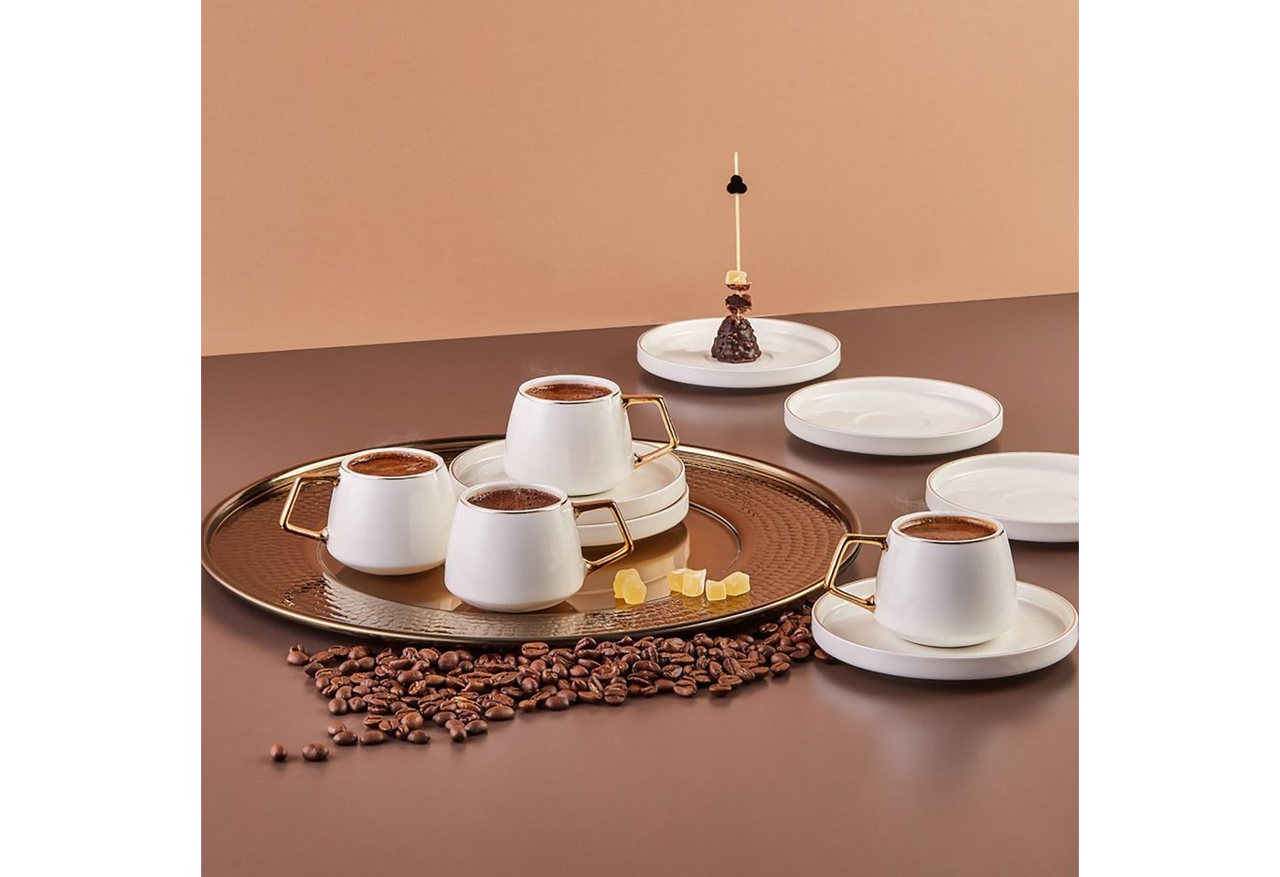 Karaca Kaffeeservice Saturn Türkische Kaffeetasse mit Untertasse Set 6 Personen Gold, 6 Personen – Bild 5 von 5