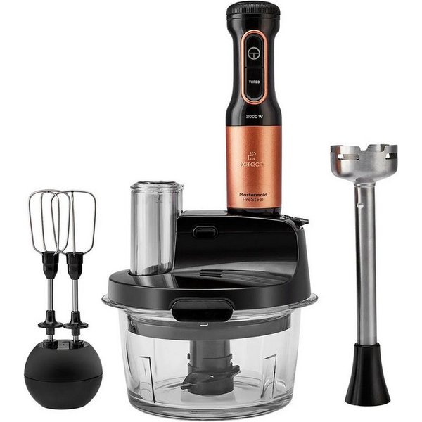 Karaca Küchenmaschine Mastermaid Küchenroboter aus Stahlglas Standmixer Zerkleinerer 2500 W Black Copper