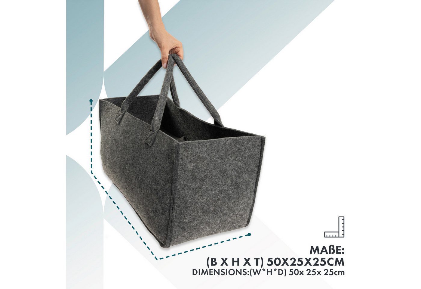 Karat Allzweckkorb Conny, Filztasche, Einkaufstasche, Kaminholztasche (4 St), Faltbar, 2er oder 4er Set – Bild 2 von 5