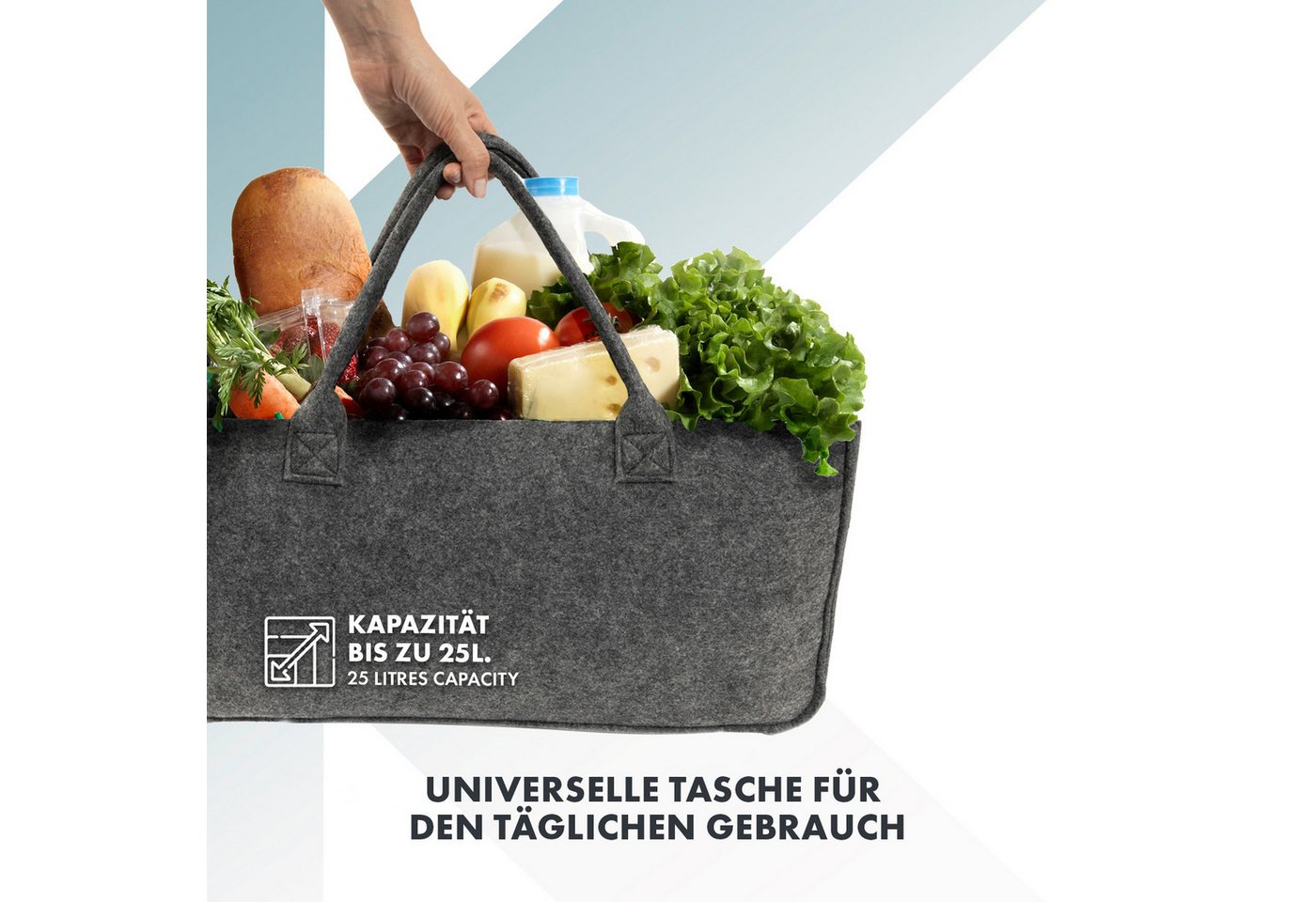 Karat Allzweckkorb Conny, Filztasche, Einkaufstasche, Kaminholztasche (4 St), Faltbar, 2er oder 4er Set – Bild 4 von 5
