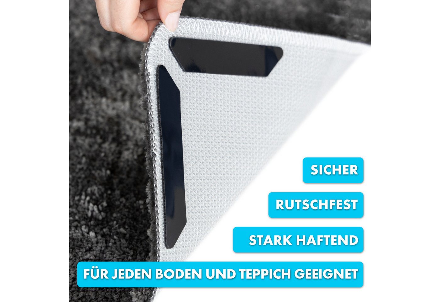 Karat Antirutsch Teppichunterlage Louis, Rutschfeste Teppich-Unterlage, 2,5 x 13 cm, 24 Stück – Bild 3 von 5