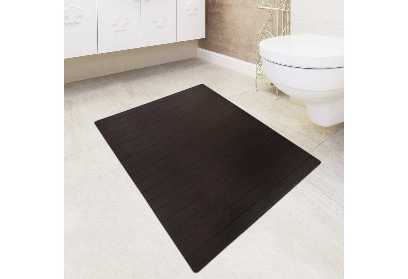 Karat Badematte Bambusmatte Emily, Teppich Bambus, Bambusteppich fürs Wohnzimmer, Höhe 8 mm, Robust, Strapazierfähig, Langlebig, Stabil, Bambus, Rechteckig, rut – Bild 4 von 5