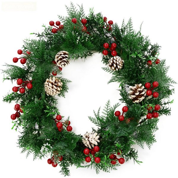 Karat Dekokranz Weihnachtskranz Pinecone, Wetterbeständig und wiederverwendbar, Dekorativer Kranz für Tür und Wand