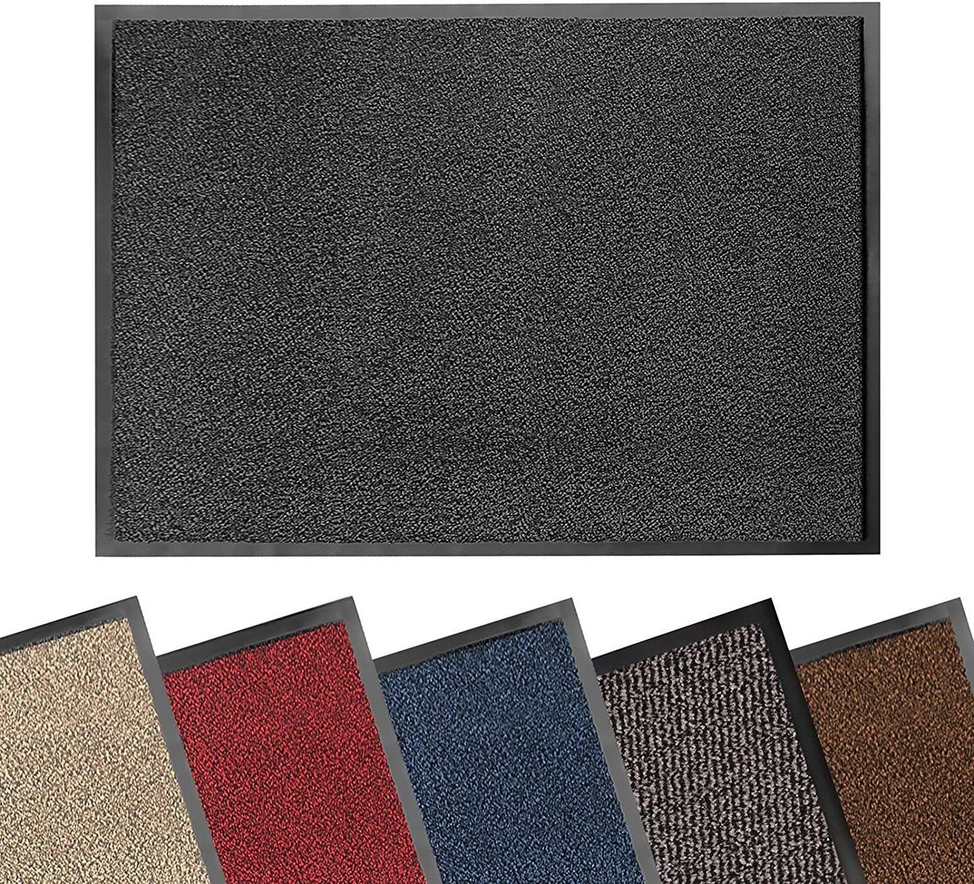 Karat Fußmatte Sky, Sauberlaufmatte für Eingangsbereich, Türmatte für innen, waschbar, melierter Polypropylen-Flor, rutschfester Vinyl-Rücken, Höhe 7 mm – Bild 5 von 5