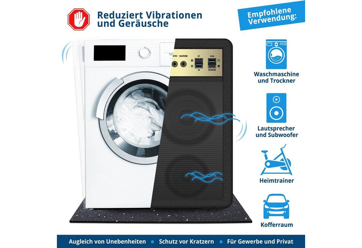 Karat Gummimatte Antivibrationsmatte, verschiedene Größen, ideal als Unterlage, In 4 Stärken – Bild 5 von 5