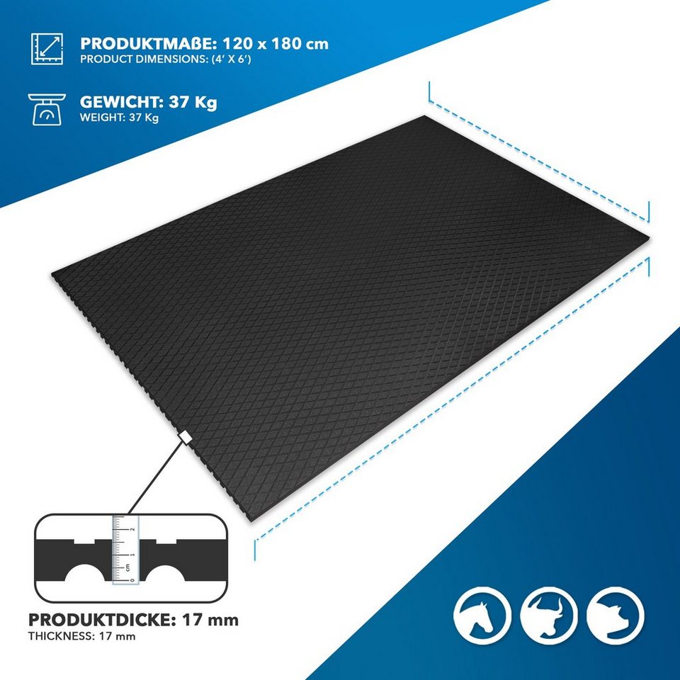 Karat Gummimatte Stallmatte Diamond Top, mit eingearbeiteten Drainagegrillen – Bild 3 von 5