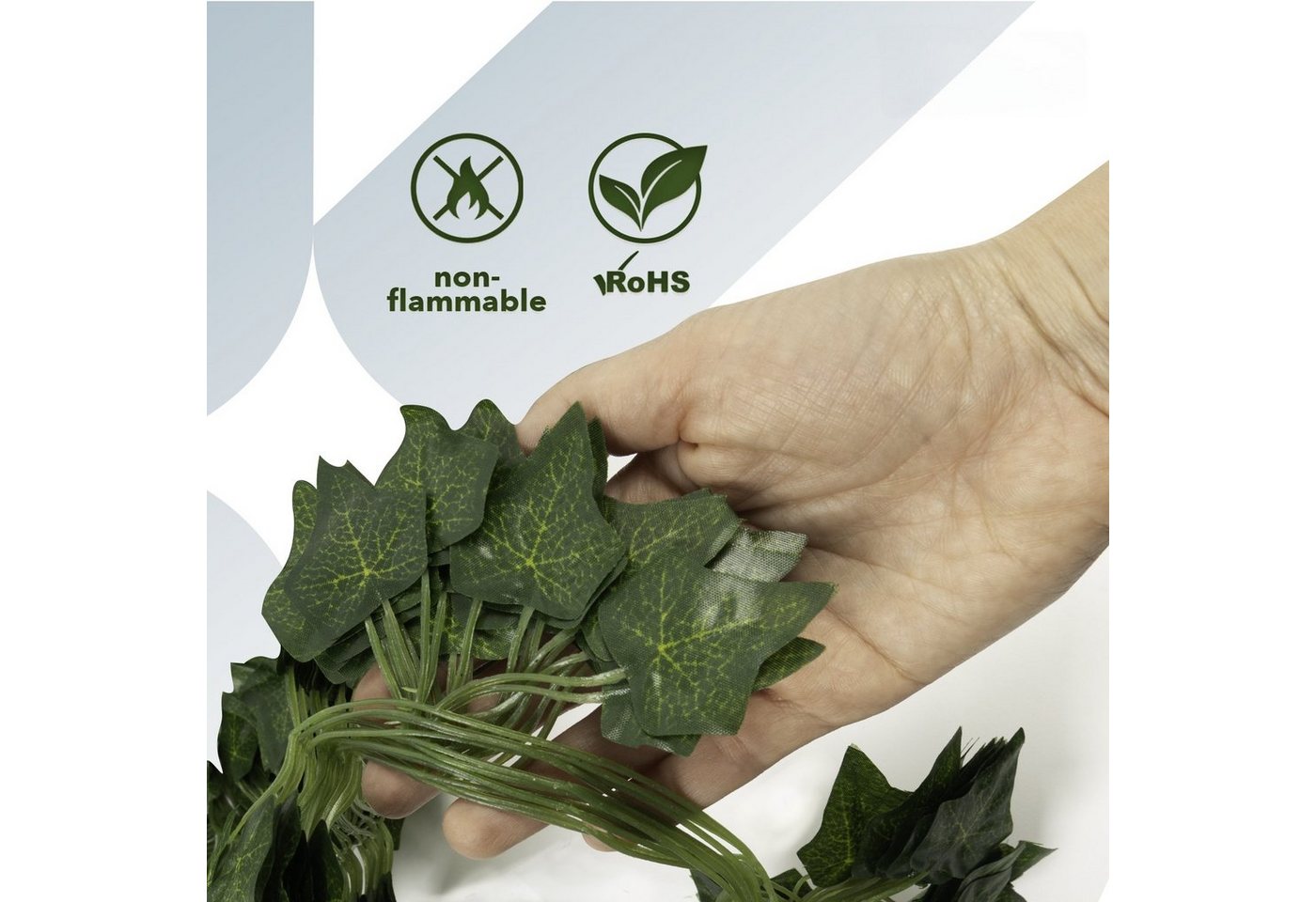 Kunstpflanze Efeu-Girlande, Karat, UV-beständig, Inkl. 20 Kabelbindern, 12er Pack – Bild 3 von 5
